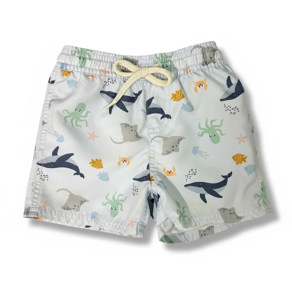 Quince Toddler Swim Trunks 18-24M Under the Sea Print‎ Recycled Eco Beach Shorts